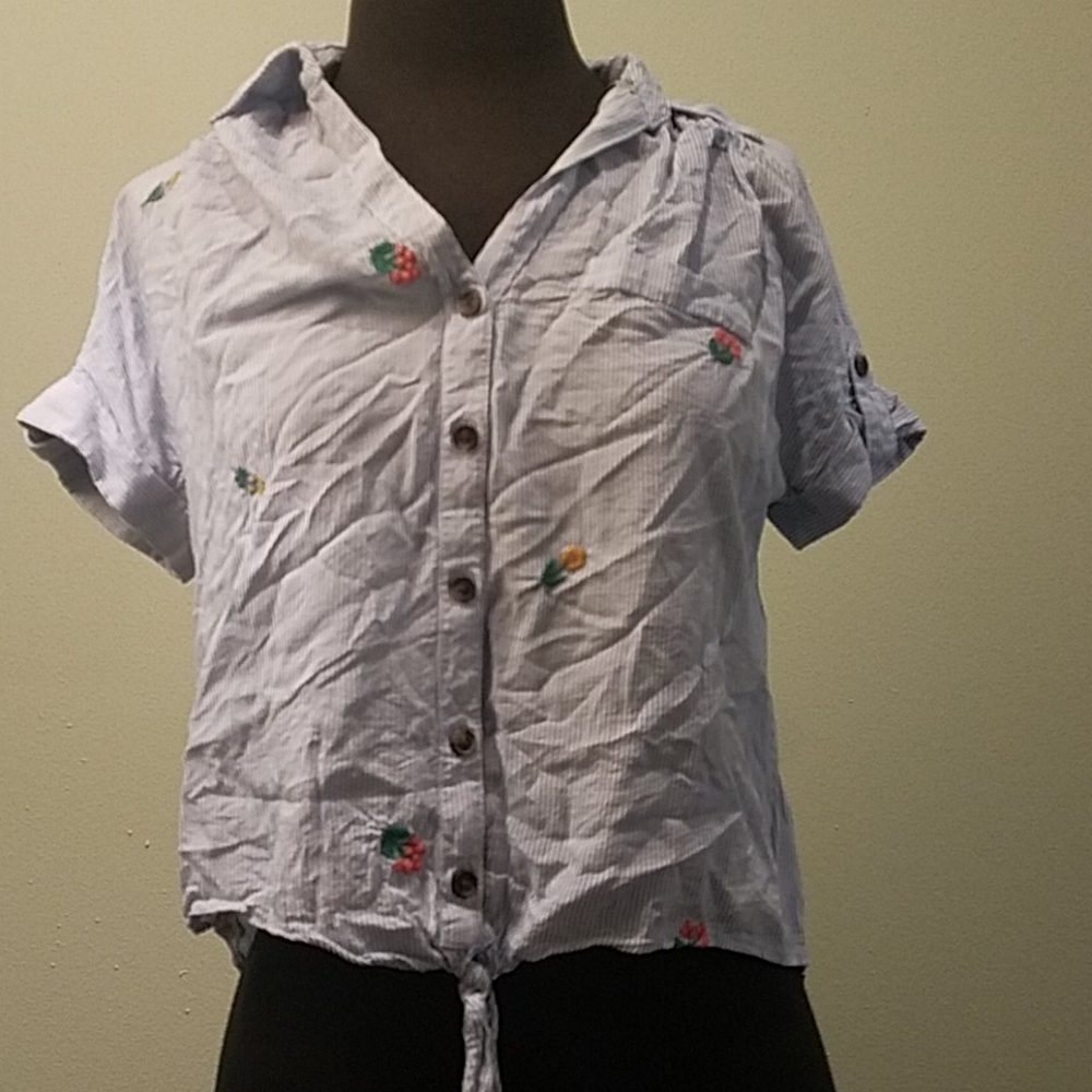 Blue striped button up